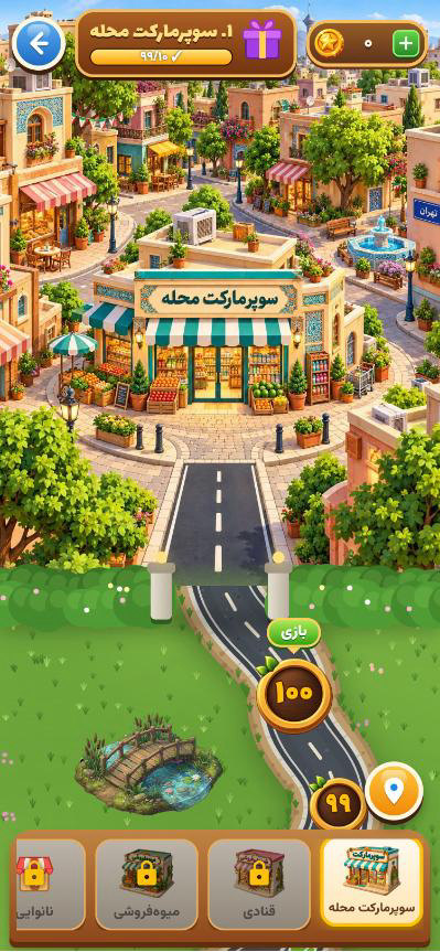 نقشهٔ مراحل و سوپرمارکت محله